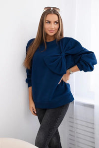 Insulated cotton sweatshirt with a large bow 9797 / – Beige цвет / color | Lexline Fashion