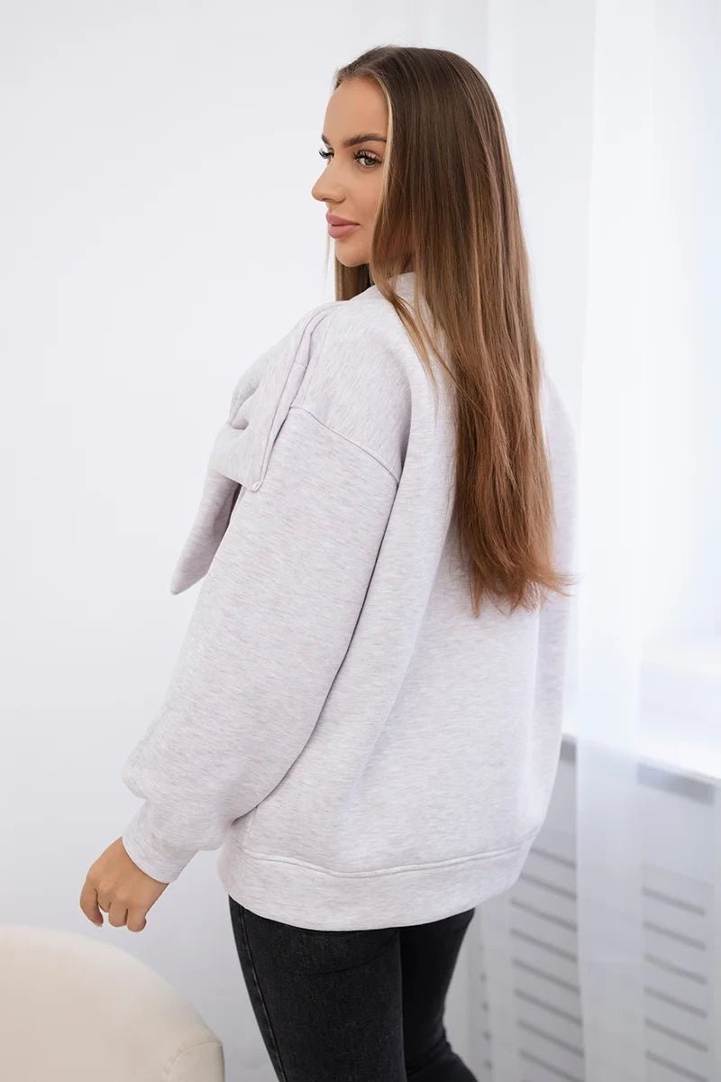 Insulated cotton sweatshirt with a large bow 9797 / – Beige цвет / color | Lexline Fashion