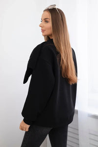 Insulated cotton sweatshirt with a large bow 9797 / – Black цвет / color | Lexline Fashion
