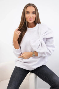 Insulated cotton sweatshirt with a large bow 9797 / – Navy blue цвет / color | Lexline Fashion