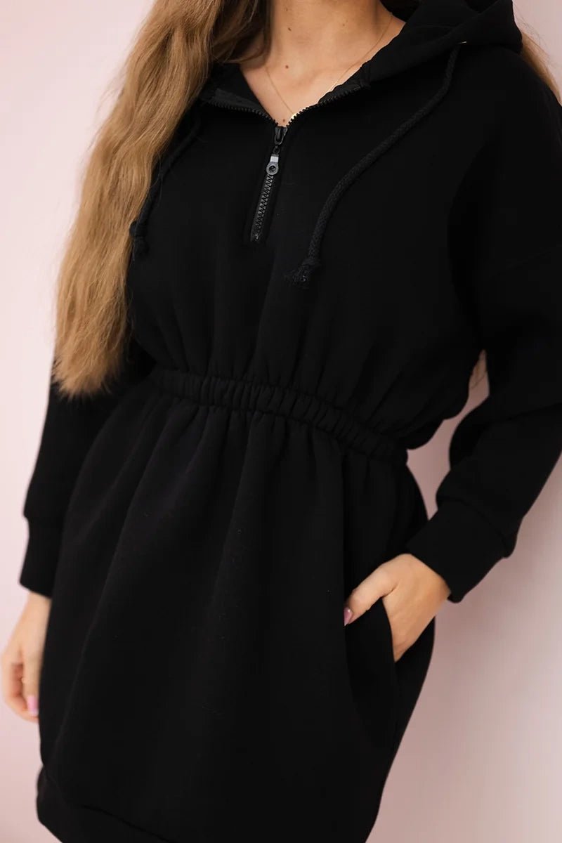 Insulated dress with a hood 68470 / – Black цвет / color | Lexline Fashion