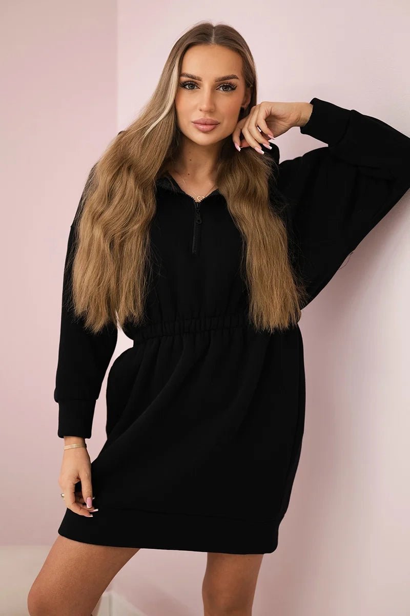 Insulated dress with a hood 68470 / – Black цвет / color | Lexline Fashion