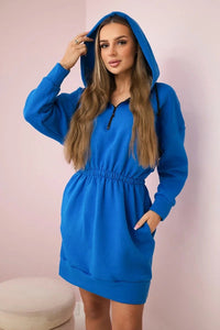 Insulated dress with a hood 68470 / – Blue cornflower цвет / color | Lexline Fashion