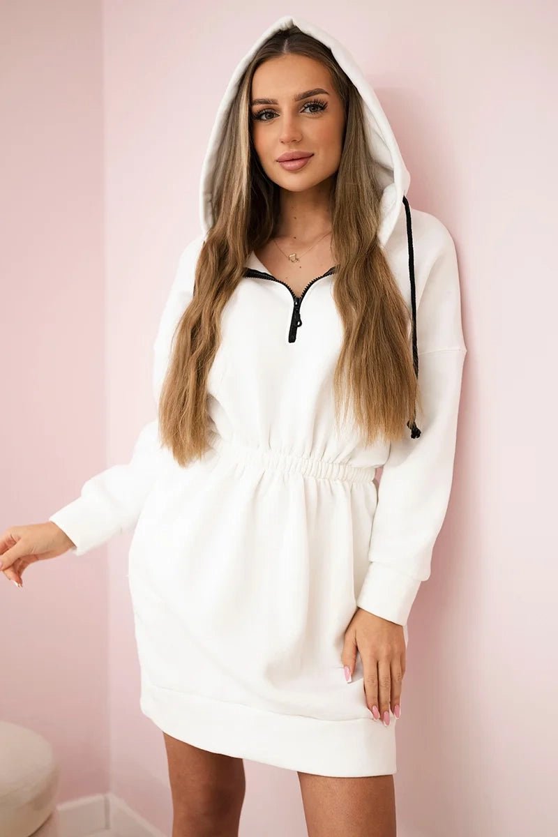 Insulated dress with a hood 68470 / – Ecru цвет / color | Lexline Fashion
