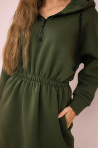Insulated dress with a hood 68470 / – Khaki цвет / color | Lexline Fashion