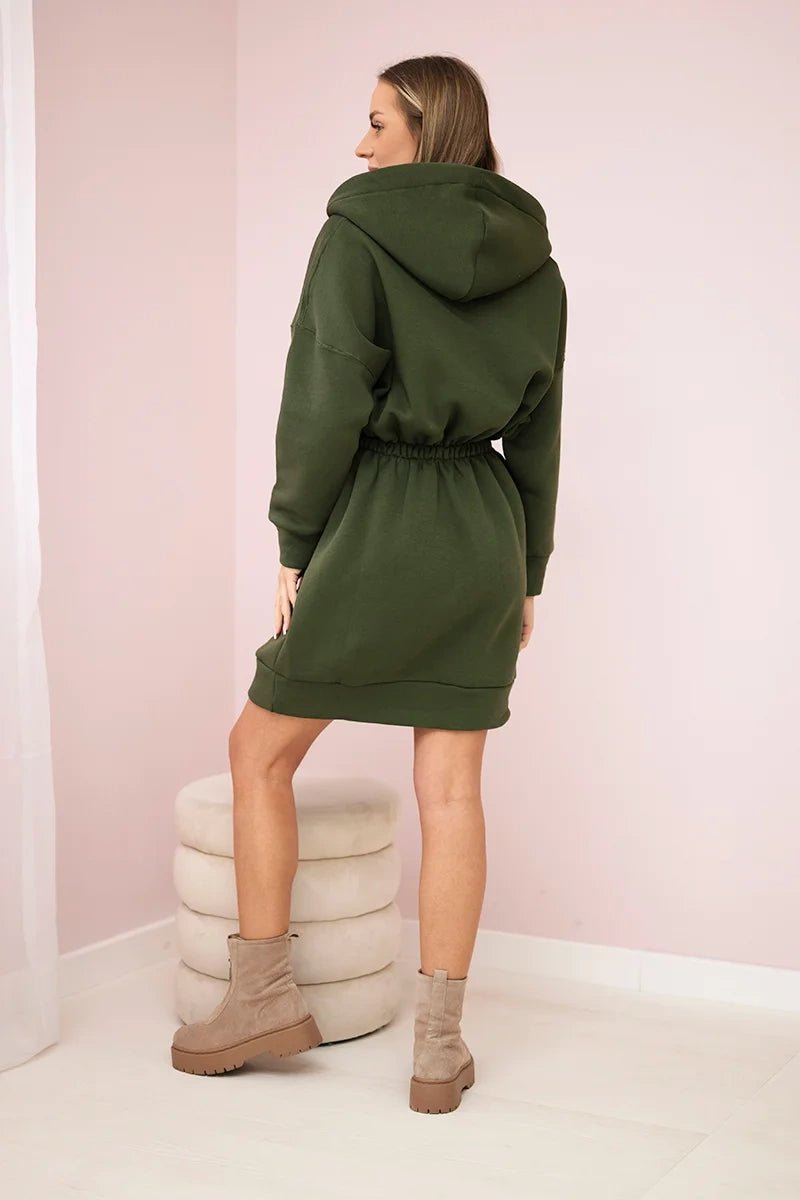 Insulated dress with a hood 68470 / – Khaki цвет / color | Lexline Fashion