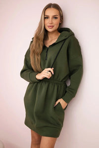Insulated dress with a hood 68470 / – Khaki цвет / color | Lexline Fashion