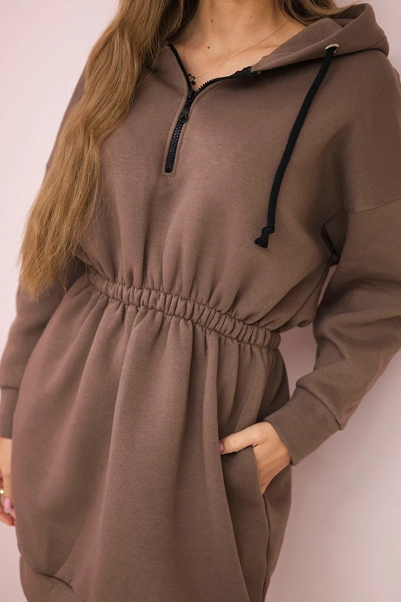 Insulated dress with a hood 68470 / – Mocca цвет / color | Lexline Fashion