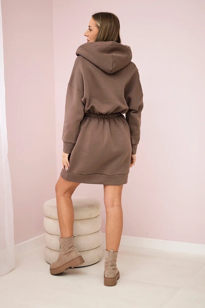 Insulated dress with a hood 68470 / – Mocca цвет / color | Lexline Fashion