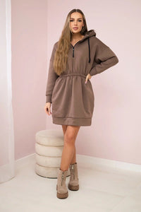 Insulated dress with a hood 68470 / – Mocca цвет / color | Lexline Fashion