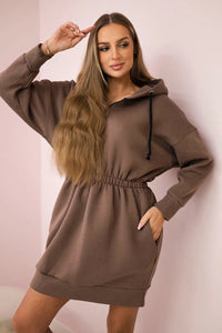 Insulated dress with a hood 68470 / – Mocca цвет / color | Lexline Fashion