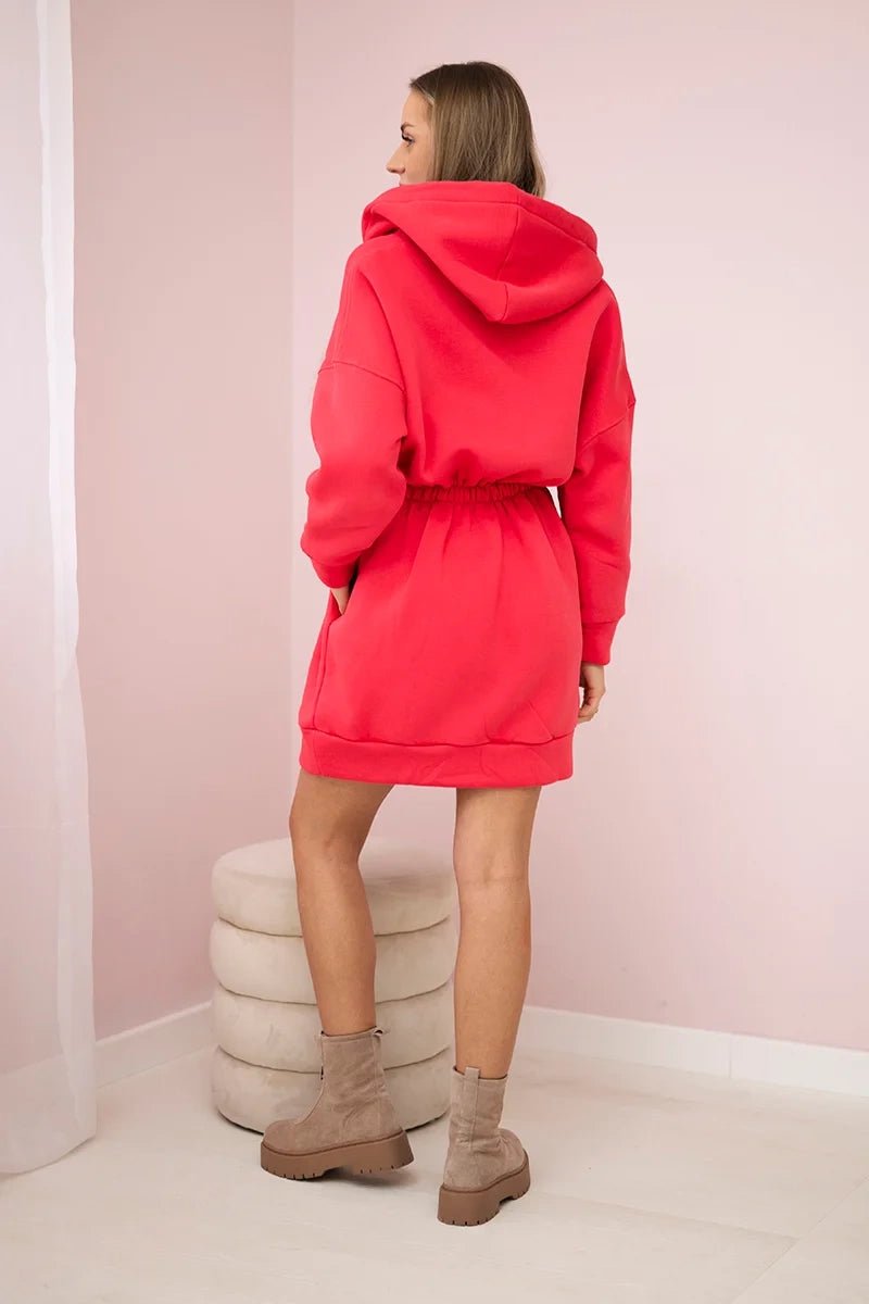 Insulated dress with a hood 68470 / – Raspberry цвет / color | Lexline Fashion