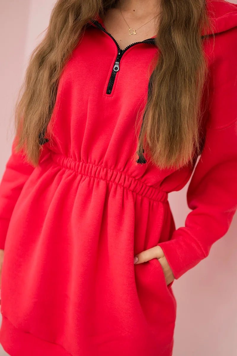 Insulated dress with a hood 68470 / – Raspberry цвет / color | Lexline Fashion