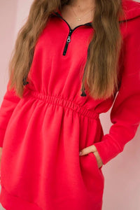 Insulated dress with a hood 68470 / – Raspberry цвет / color | Lexline Fashion