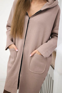 Insulated hoodie with a longer back 68653 / – Beige цвет / color | Lexline Fashion