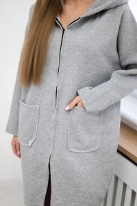 Insulated hoodie with a longer back 68653 / – Gray цвет / color | Lexline Fashion
