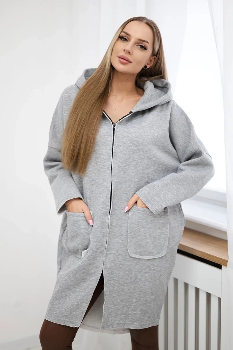 Insulated hoodie with a longer back 68653 / – Gray цвет / color | Lexline Fashion