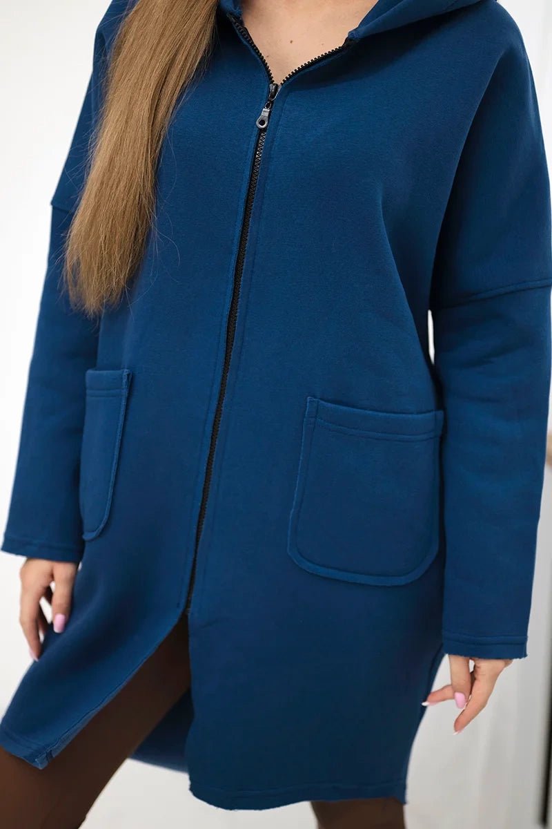 Insulated hoodie with a longer back 68653 / – Jeans цвет / color | Lexline Fashion