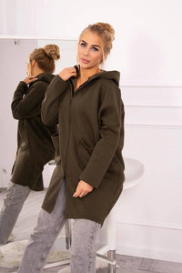 Insulated hoodie with a longer back 68653 / – Khaki цвет / color | Lexline Fashion