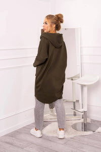 Insulated hoodie with a longer back 68653 / – Khaki цвет / color | Lexline Fashion