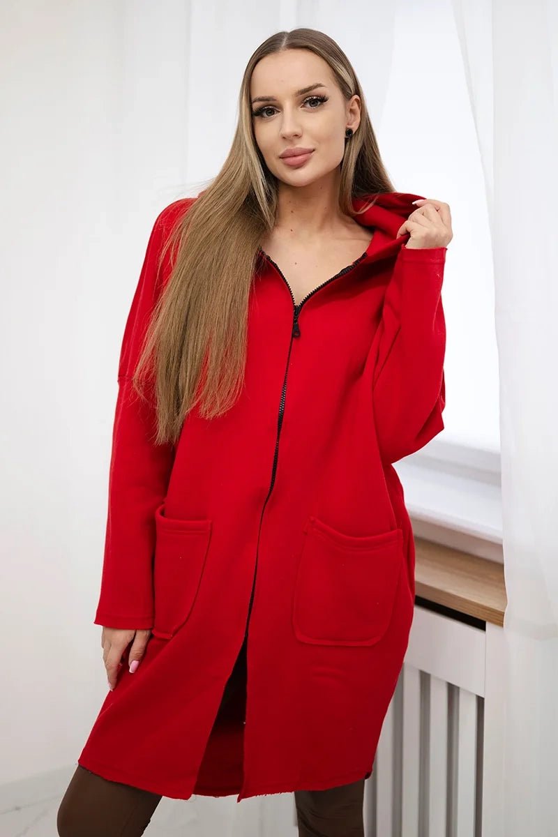 Insulated hoodie with a longer back 68653 / – Red цвет / color | Lexline Fashion
