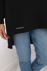 Insulated hoodie with longer back 9309 / – Black цвет / color | Lexline Fashion