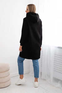 Insulated hoodie with longer back 9309 / – Black цвет / color | Lexline Fashion