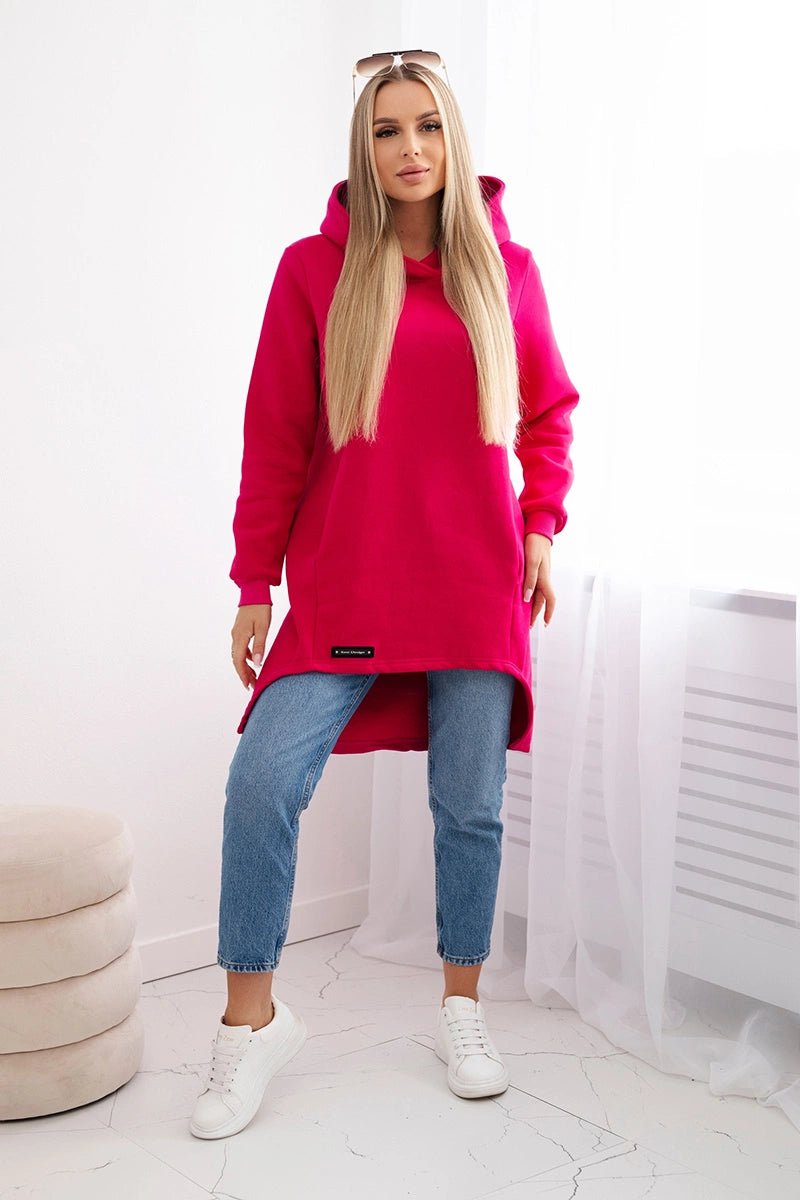 Insulated hoodie with longer back 9309 / – Fuchsia цвет / color | Lexline Fashion