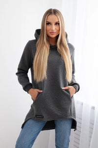 Insulated hoodie with longer back 9309 / – Graphite цвет / color | Lexline Fashion