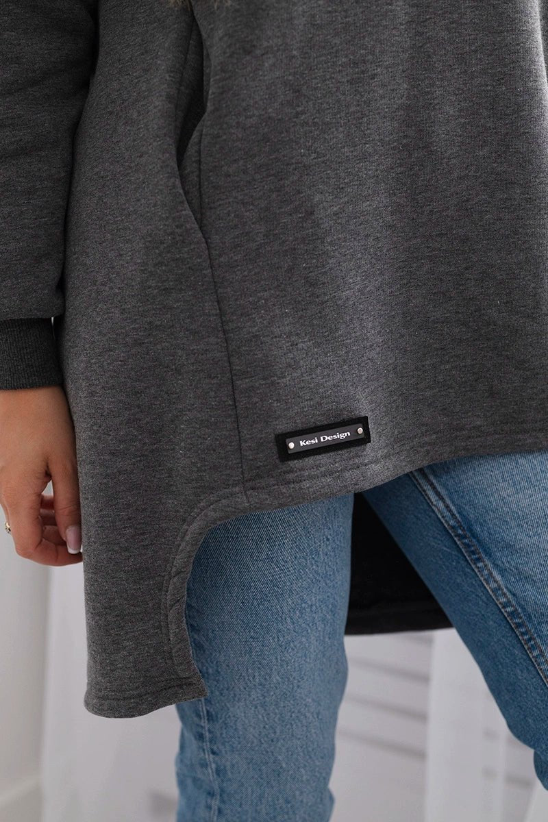 Insulated hoodie with longer back 9309 / – Graphite цвет / color | Lexline Fashion
