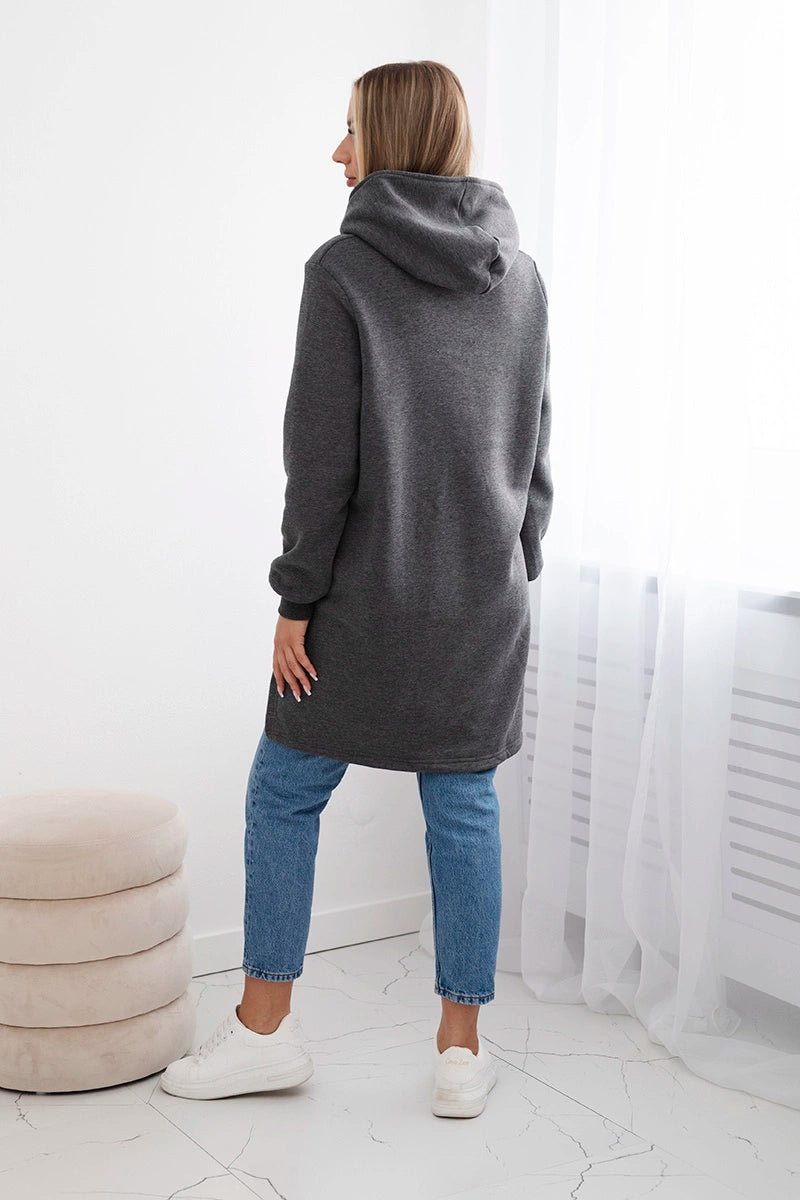 Insulated hoodie with longer back 9309 / – Graphite цвет / color | Lexline Fashion