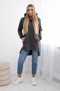 Insulated hoodie with longer back 9309 / – Graphite цвет / color | Lexline Fashion