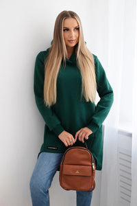Insulated hoodie with longer back 9309 / – Green || Dark цвет / color | Lexline Fashion