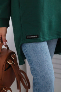 Insulated hoodie with longer back 9309 / – Green || Dark цвет / color | Lexline Fashion