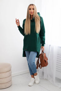 Insulated hoodie with longer back 9309 / – Green || Dark цвет / color | Lexline Fashion