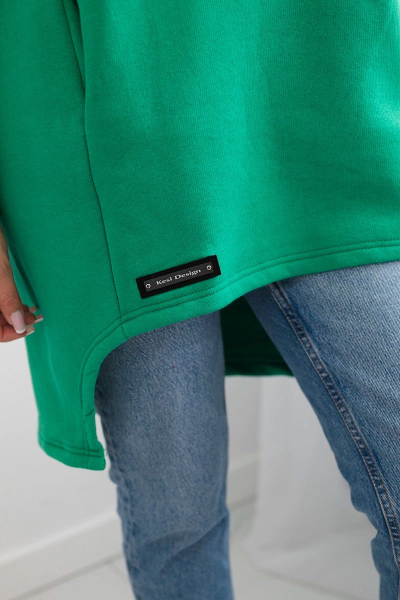 Insulated hoodie with longer back 9309 / – Green || Light цвет / color | Lexline Fashion