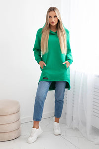 Insulated hoodie with longer back 9309 / – Green || Light цвет / color | Lexline Fashion
