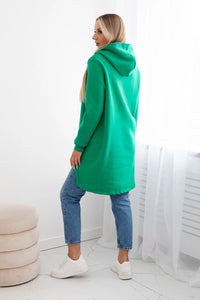 Insulated hoodie with longer back 9309 / – Green || Light цвет / color | Lexline Fashion