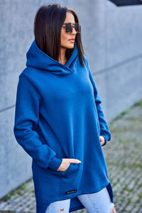 Insulated hoodie with longer back 9309 / – Jeans цвет / color | Lexline Fashion