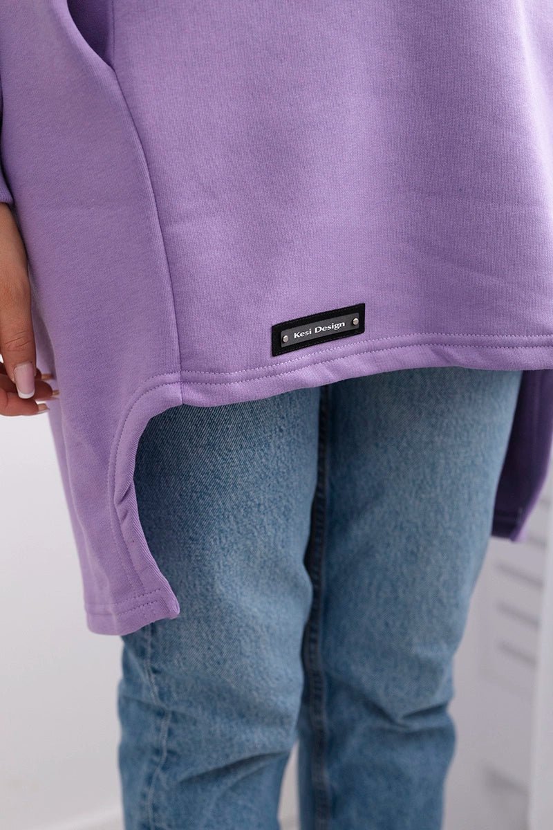 Insulated hoodie with longer back 9309 / – Purple цвет / color | Lexline Fashion