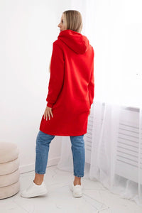 Insulated hoodie with longer back 9309 / – Red цвет / color | Lexline Fashion