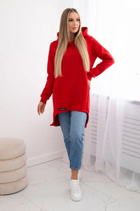 Insulated hoodie with longer back 9309 / – Red цвет / color | Lexline Fashion
