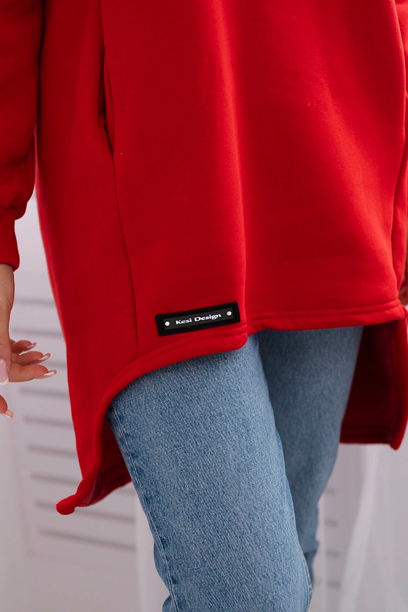 Insulated hoodie with longer back 9309 / – Red цвет / color | Lexline Fashion