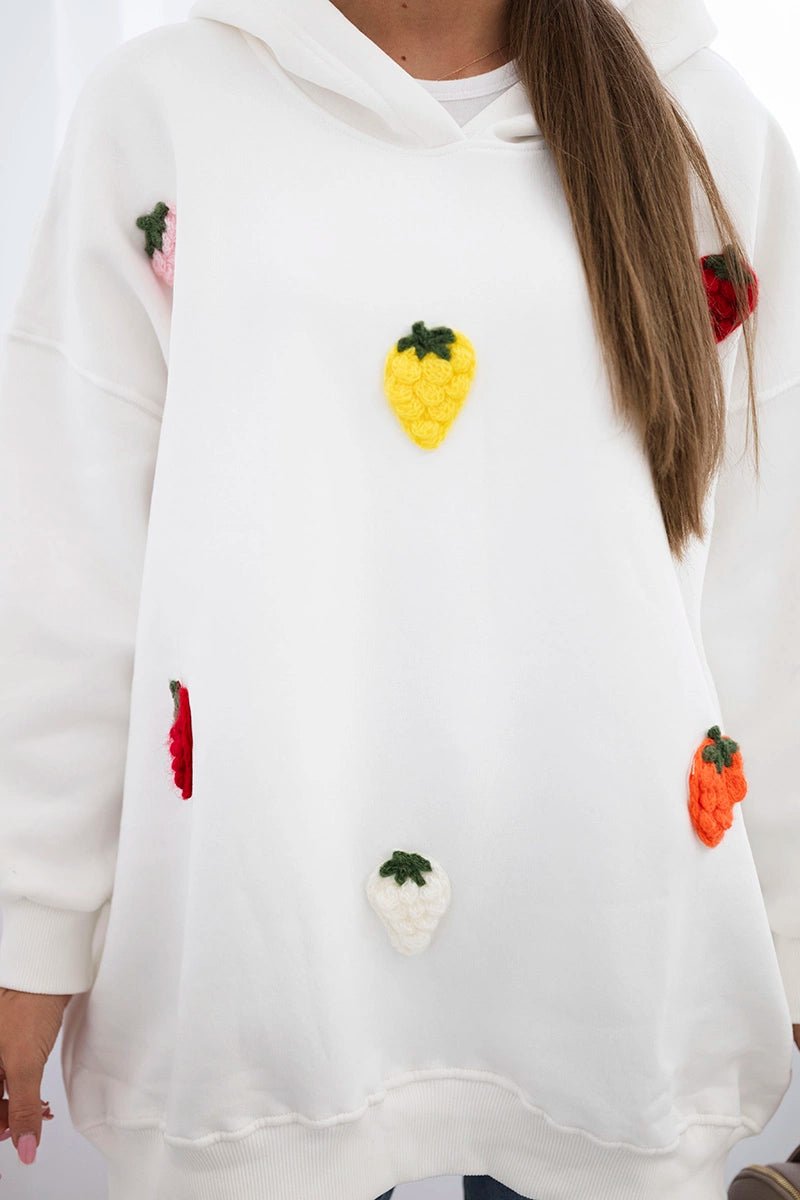Insulated hoodie with strawberry motif 9629 / – Ecru цвет / color | Lexline Fashion
