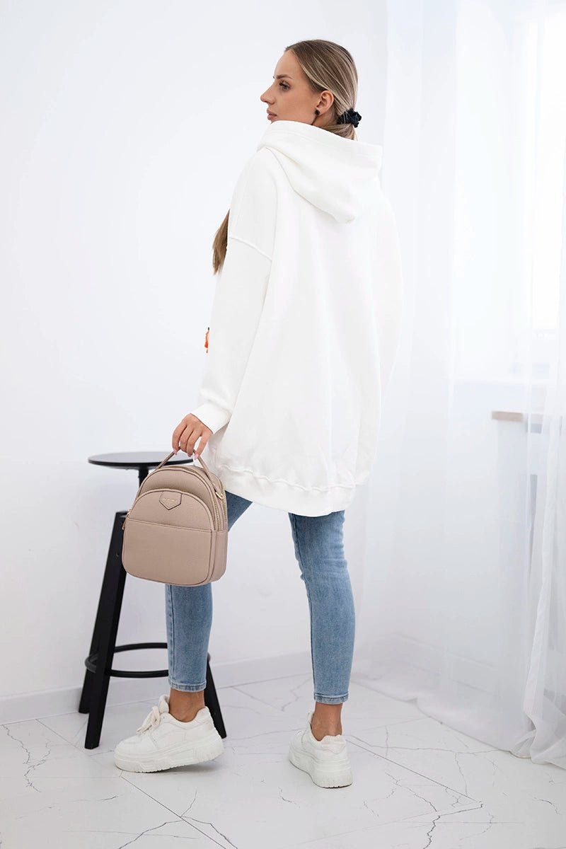 Insulated hoodie with strawberry motif 9629 / – Ecru цвет / color | Lexline Fashion