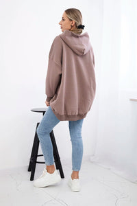 Insulated hoodie with strawberry motif 9629 / – Mocca цвет / color | Lexline Fashion