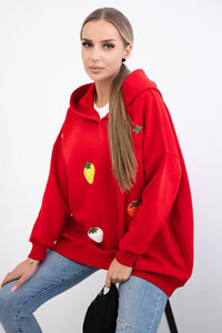 Insulated hoodie with strawberry motif 9629 / – Mocca цвет / color | Lexline Fashion