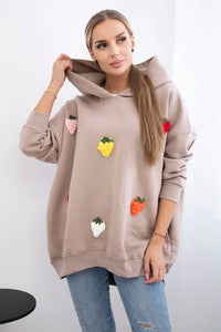 Insulated hoodie with strawberry motif 9629 / – Red цвет / color | Lexline Fashion