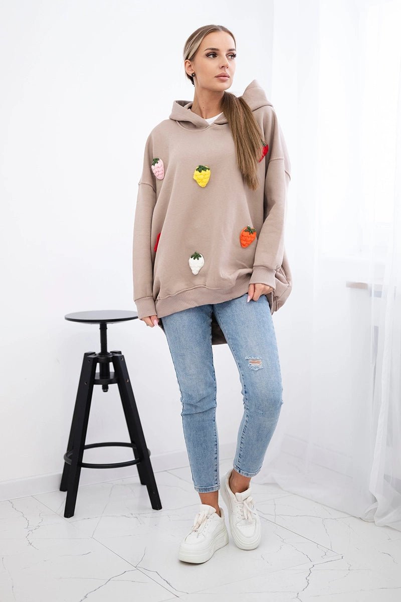 Insulated hoodie with strawberry motif 9629 / – Red цвет / color | Lexline Fashion