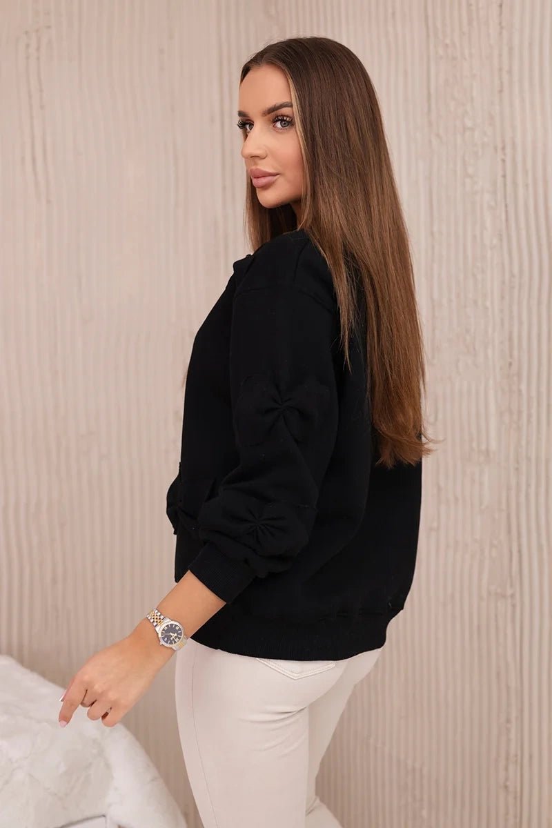 Insulated jumper with decorative bows 9796 / – Black цвет / color | Lexline Fashion